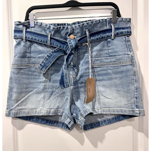 Porter Blue Jeans Penny Paperbag Shorts-Eden Belted High Rise Denim Women Sz 33 - Picture 5 of 13